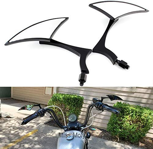 8 MM / 10 MM Motorrad Spiegel Dreieck Rückspiegel für Cruiser Scooter Chopper(Schwarz)