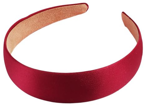 Serre-tête à cheveux de 3 cm de large, couleur unie, enveloppé de tissu, doux au toucher, polyvalent, rouge