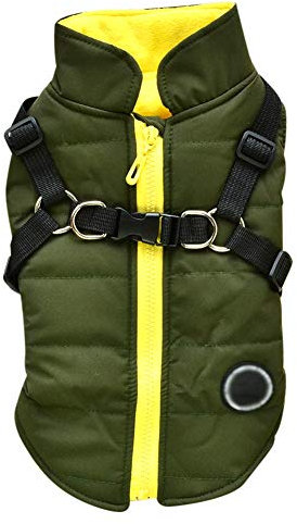 Doubleer Hundemantel Mit Trapezloch Wasserdicht Hundekleidung Bekleidung Winterjacke Warme Weste Haustier-Outfit Mäntel für kleine, mittelgroße Hunde, 4 Farben, 6 Größen