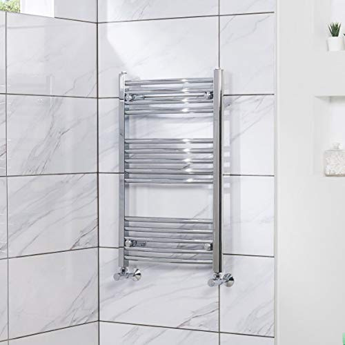 NRG Curved Heated Towel Rail Radiator Central Heating 800x500mm Chrome | Bathroom Ladder Warmer Rad, Heating Ladder Warmer, Wall Mounted, 10 Year Guarantee, for Bathroom