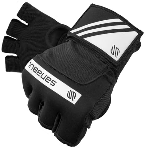 Sanabul New Gel Quick Hand Wraps Lådor Kickboxing MMA Muay Thai (Svart/Vit, L/XL)