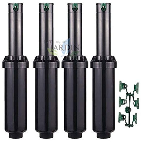 Suinga Pack 4 Aspersor de Riego Hunter SRM-04 1/2'' | Alcance 4 a 9,4 Metros | Aspersor de Turbina Ajustable SRM Hunter, Negro