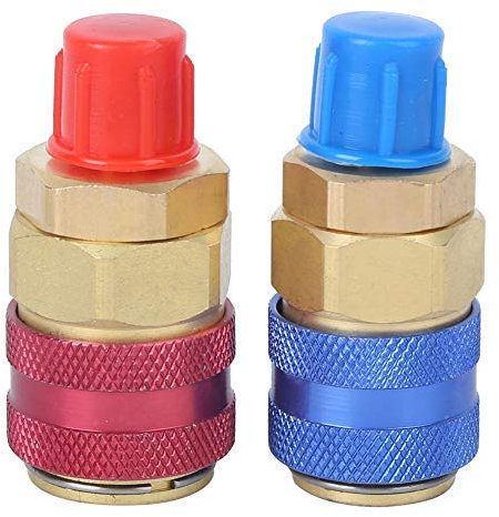 R134A Schnellkupplungs-Steckeradapter Klimaanlage Einstellbarer Stecker Messingadapter Rot Blau