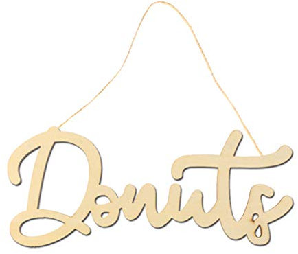 VOANZO 5Pcs Donuts Wooden Letter,Donuts Wood Hanging Sign,DIY Block Word Sign Wall Wreath Decor Wooden Door Art Decoration