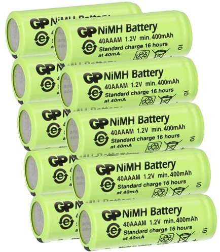 10er Sparset GP Akku 2/3 AAA 1,2V / 400mAh GP40AAAM Micro NiMH Akku Höhe 29,7mm wiederaufladbar (Achtung: 2/3AAA - Keine normalen AAA Akkus)