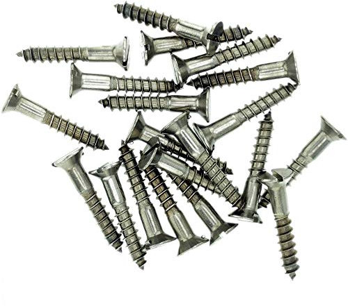 Lot de 20 vis à bois à tête fraisée fendue en acier inoxydable A2 n°9 x 2,35 (4,5 mm x 60 mm)