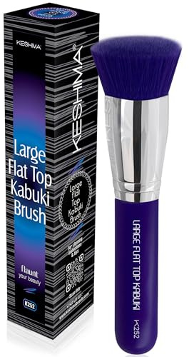 Keshima Large Flat Top Kabuki Foundation Brush, Neon Purple Makeup Brush | For Liquid, Cream, and Powder - Buffing, Blending, and Face - 1.6 Top Diameter