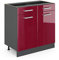 Vicco Küchenunterschrank R-Line, Bordeaux Hochglanz/Anthrazit, 80 cm ohne Arbeitsplatte