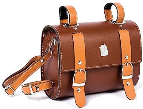 TentHome Retro Fahrradtasche Satteltasche Leder PU Lenkertasche Rahmentasche Werkzeugtasche für Gepäckträger Fahrradgepäcktasche Vintage Sattel Vorne Hinten Braun Radfahren Zubehör