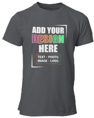 Personalised T-Shirt for Men & Women | Customised with Any Text, Image, or Logo | for Mothers Day, Birthdays, Sports, and Bachelor Parties | Ideal for Men, Women, and Kids, Charcoal Grey