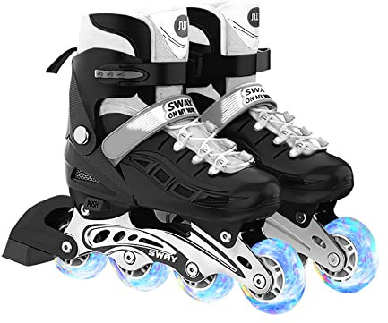 OLYSPM Inline Skates Inliner Damen,Inline Skates Herren,größenverstellbare Inliner,Vollständig schützende Hülle,Größe 26–40,LED Inline-Skates