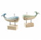 Wal Deko aus Holz, grün blau, Aufsteller mit Sockel, Figur, Tiermotiv, Dekoration Maritim