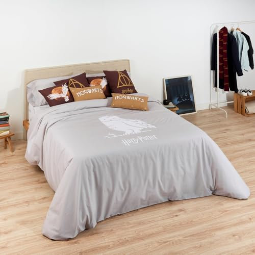 Belum | Bettbezug mit Knöpfen, 100% Baumwolle, Modell Magical Hedwig für Betten mit 90 cm Breite (155 x 220 cm); Leichter und bequemer Bettbezug, offizielles Lizenzprodukt