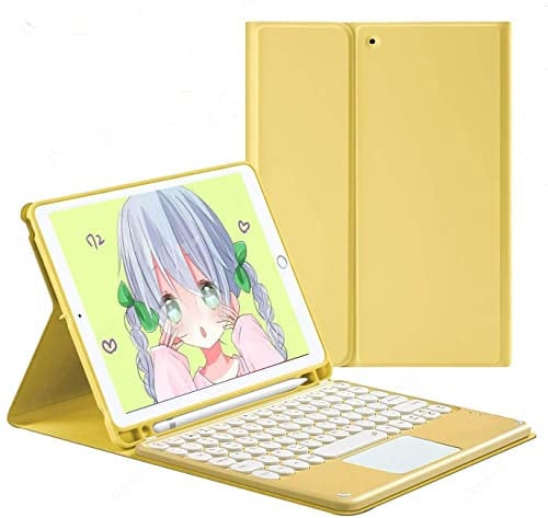 QIYIBOCASE Touchpad Keyboard Case for iPad Pro 11 2022 (4th Gen), Round Keys Wireless Detachable Magnetic Trackpad Keyboard Cover for iPad Pro 11 4th/3rd/2nd (Yellow)