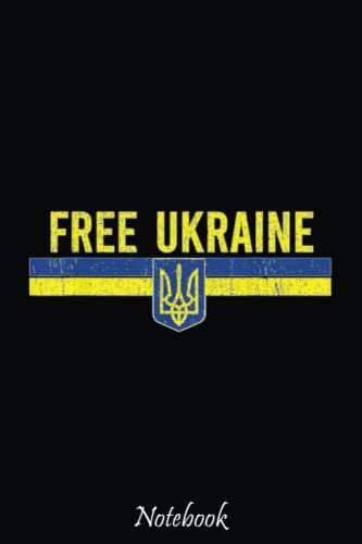 Free Ukraine distressed Ukrainian blue yellow flag art Notebook: Stand With Ukraine Ukrainian Flag Support Composition Notebook For Peace & Solidarity Demonstration, Stop Wars, ... 6x9 110 Pages