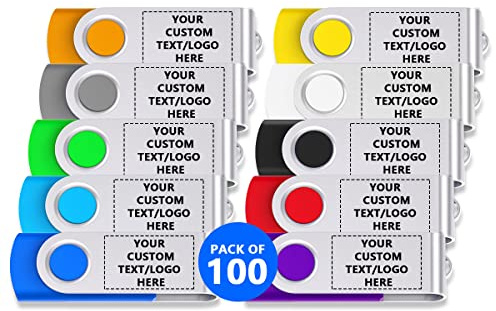 Paintechz Twister USB-Stick Personalisiert 100 Stück, Individualisiert Logo Druck- als Firmengeschenke und Werbegeschenke - 4GB