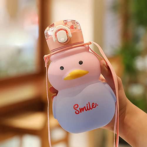 Cymwer Bottiglie d'q Kawaii Du da 22 once con paglia, tazze a prova di ite anatre bollitori sportivi gran ità da viaggio bottiglia for ragazze sport all'aria rta Viaggi scuola