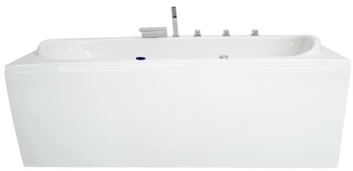 Basera® BASIC Indoor Whirlpool Badewanne Palau 180 x 80 cm mit 12 Massagedüsen, Wasserfall, LED-Ambiente
