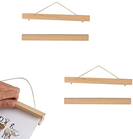 KARELLS Posterleiste, Magnetische Malerei Rahmen, 2 Stück Moderner Magnetischer Holzrahmen, Magnetisch Posterschiene, Posterschiene, für Wanddekoration, DIY Wandkunst(21 cm)