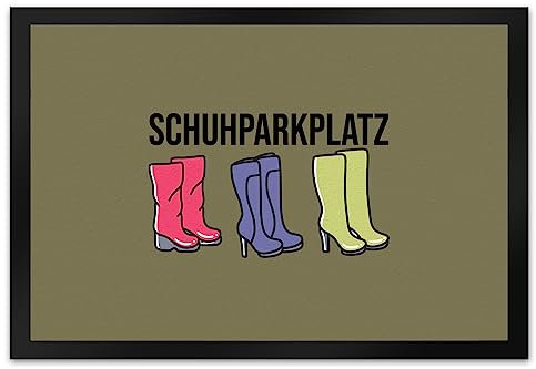Schuhparkplatz Fußmatte XL in 40x60 cm in braun mit Schuhmotiv für Frauen EIN bunter Türvorleger für deinen Eingangsbereich High Heels Fußabtreter Stiefel Türmatte Schuhe