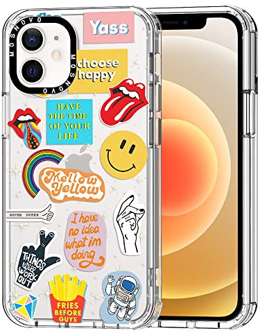 MOSNOVO für iPhone 12 Mini Hülle – Durchsichtige, schlanke, stoßfeste TPU+PC-Handyhülle, [6,6 Fuß Fallschutz/Anti-Abziehen] - Popkultur