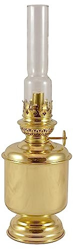 Petroleumlampe Tischmodell 1, Messing, Höhe 32 cm, mit 6-linigem Brenner, Leuchtdauer ca. 55 Stunden, made in den Niederlanden