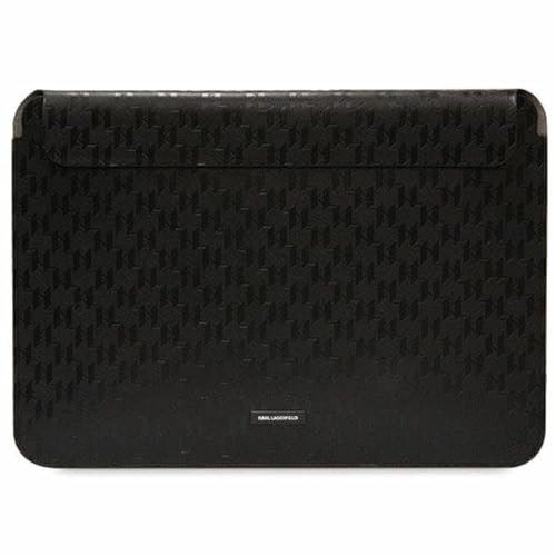 KARL LAGERFELD Saffiano Mono Plaque Computerhülle 35,6 cm (14 Zoll) – Schwarz