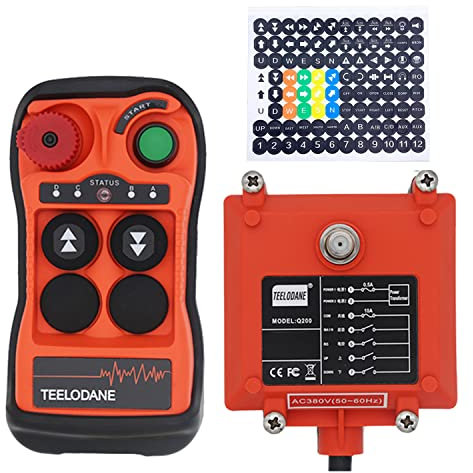 Kit telecomando per gru wireless industriale Q200 1 pulsante Motion 2 Ricevitore trasmettitore paranco elettrico 220v con arresto di emergenza (AC220V)