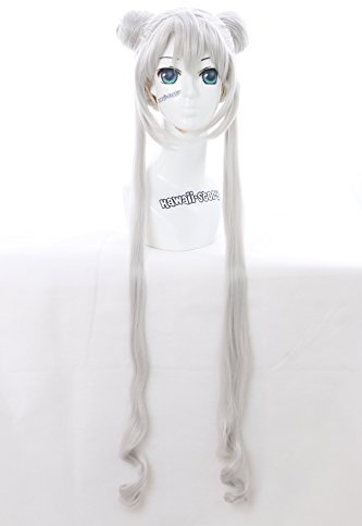 Y-400 Sailor Bunny Usagi Queen Serenity 105cm Dutt Cosplay Perücke Wig Anime grau silber