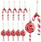Herzwild 12pcs Weihnachtsbaumschmuck Zuckerstangen und Weihnachtsbaumschmuck lutscher zum Hängen Weihnachtsdeko Anhänger Zuckerstange Bonbons Ornamente Xmas Tree Hanging (red-White)
