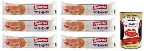Italian Gourmet Pane Miniburger Softbrot Party 8 Stück Packung 6 x 200g | Morbido e pronto da farcire; kleine Brötchen für Snack, Buffet und Aperitif, Gesamtnettogewicht 1,2 kg + Kostenlos Polpa 400g