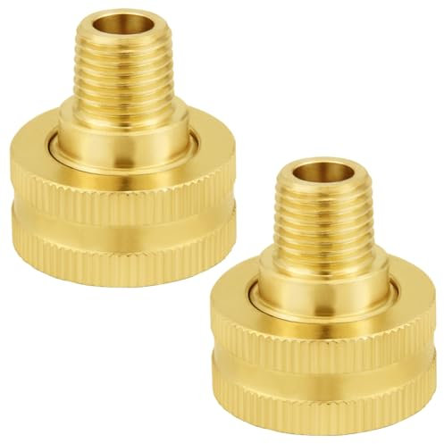 Joywayus Brass Swivel Pipe Fitting 3/4 GHT Female x 1/4 NPT Male Garden Hose Threaded to Pipe Threaded Adapter (Pack of 2)