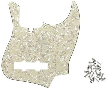 ROZILO Aged Pearl Jazz Bass Pickguard 10 Loch Gitarre Pickguard für 4 Saiten Fender Jazz Bass Modern Style