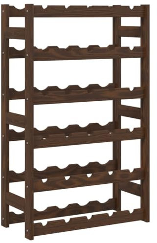 vidaXL Weinregal, Flaschenregal mit 6 Ablagen für 30 Flaschen, Weinflaschenhalter Weinständer mit Wellen-Design, Weinhalter Getränkeregal für Küche Keller, Braun Massivholz Kiefer