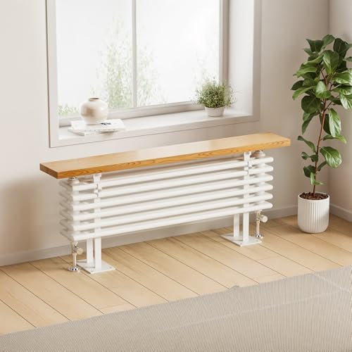 EMKE Heizkörper mit Ablage 1200x480mm, 2-in-1 Design Heizkörper Seitenanschluss Horizontal Weiß 808W