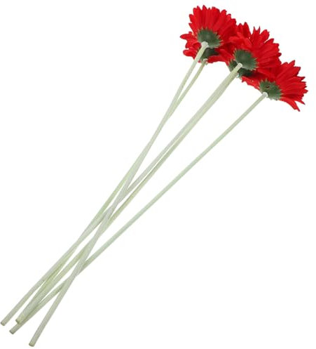 FUNOMOCYA Gerbera Künstlich 5 Stück Rote Kunstblumen für Hochzeit und Deko