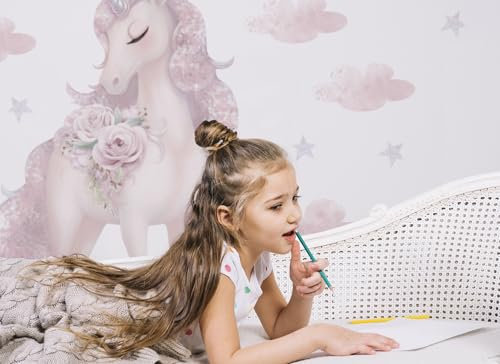 Osomhome Wandtattoo Kinderzimmer Mädchen & Junge: Einhorn (130x110cm) | Kinderzimmer & Babyzimmer Deko | Wandsticker & Wanddeko Kinderzimmer | Wandaufkleber Kinderzimmer Wall Stickers os2064