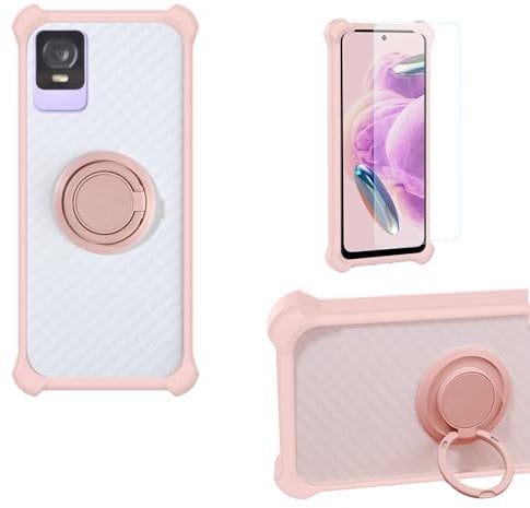 Bojioderf Coque pour Qilive Smartphone 6 4G Q2-23 Compatible avec Étui [Trempé 9H Protection D'écran] Case Support de Bague PC + Silicone CSKB-Fen