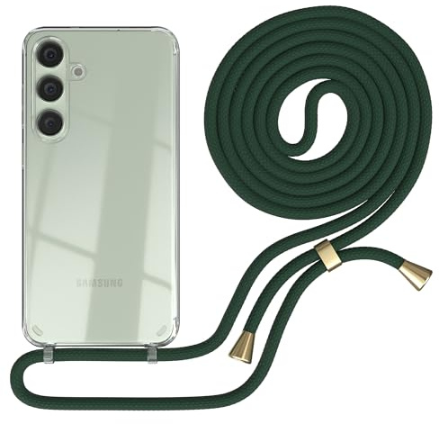 EAZY CASE - Handykette kompatibel mit Samsung Galaxy S24 Plus Kette zum Umhängen für Galaxy S24 Plus Hülle mit Band aus Silikon stoßfeste transparente Handyhülle als Fallschutz in Grün