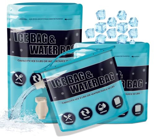 ilauke 3er Set Wasserkanister Faltbar, 2 Größe 1,1 kg, 2,3 kg Faltbarer Wasserkanister mit hahn, Tragbar Trinkwasser Wasserbehälter, Auslaufsicherer Eisbeutel,für Camping,Wasserbeutel Notfall …