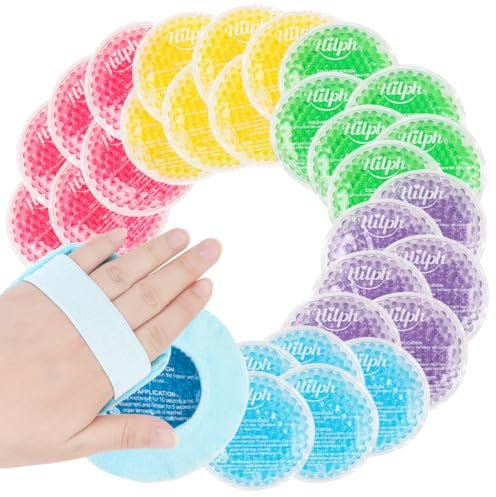 Hilph Kinder Eisbeutel Multipack Kleine Kühlpads für Kinder, 30 Kühlkompresse Kinder Kühlpack Coolpack Gel Kühlakkus mit 2 Hülsen für Fieber, Prellungen, Augen, Weisheitszähne, Zahnschmerzen, 5 Farbe