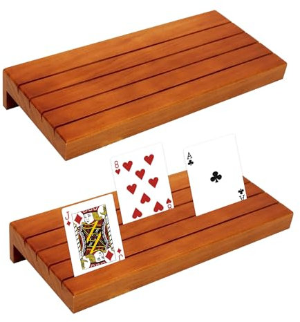 Tulov 2 Stück Kinder Kartenhalter, Holz Spielkartenhalter, Spielkartenhalter Kartenständer, Spielkartenständer Kartenständer, Freisprech Kartenständer mit Anti Rutsch Streifen für Kinder und Senioren