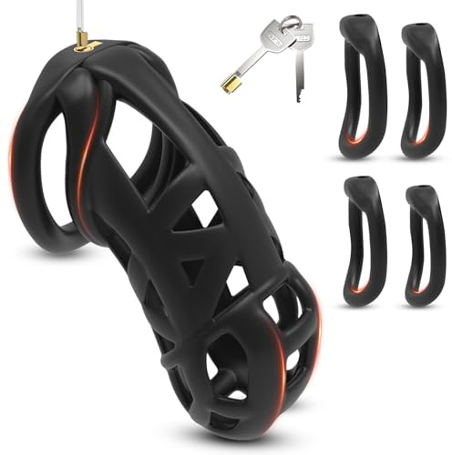 BDSMJOY Peniskäfig Keuschheitskäfig Super-Unsichtbar Keuschheitsgürtel(XXL) | 7.0 3D Chastity Cage mit Schloss & 4 Arc Penis Ring Hodenringe,Cock Cage Penis Käfig Sex Spielzeug für die Paare Männer