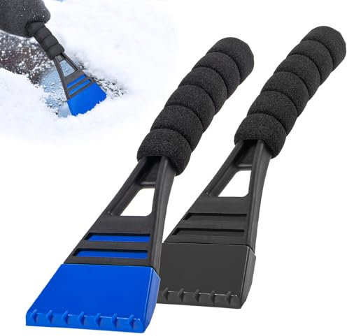 Oziral Rascador de Hielo para Coche, 2 Piezas Rascador de Hielo para Coche, Raspador de Nieve, Mango ergonómico Antideslizante, Adecuado para Parabrisas de Coche, Ventana Lateral, Espejo retrovisor