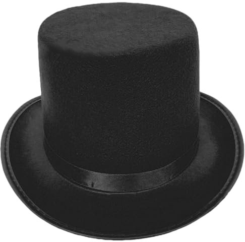 Maxtonser Rollkrempe, hoher Zylinder für Erwachsene, Bowler-Hut, Zaubererhut, Halloween, Party, Hut, Cosplay, Kostüm, Bühnenshow, Kopfbedeckung, schwarz, Größe M