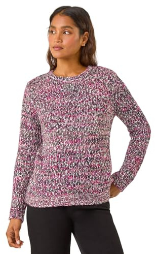 Roman Fluffy Yarn Jumper for Women UK Ladies Thick Sweater Warm Cosy Chunky Knitted Pullover Winter Furry Casual Smart Textured Everyday Cuddly Soft Knitwear