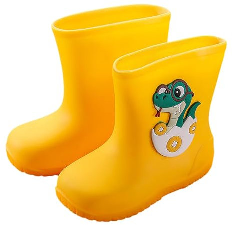 Stivali da Pioggia Classici per Bambini Scarpe da Acqua per Bambini in Gomma PVC Stivali da Pioggia Impermeabili Stivali Antipioggia Bambina Stivali da Pioggia Bambino (X-Yellow, 25 Toddler)
