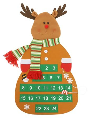NUOBESTY Mit Elch Filz Weihnachts Adventskalender Mit Taschen Für - Oder Türdeko