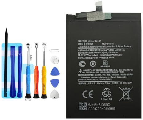 Vvuilsty BN61 Batterie de rechange pour Pocophone X3 X3 Pro, rechargeable, 0 cycles, compatible avec Xiaomi Pocophone X3 Poco X3 Pro avec kits d'outils de réparation