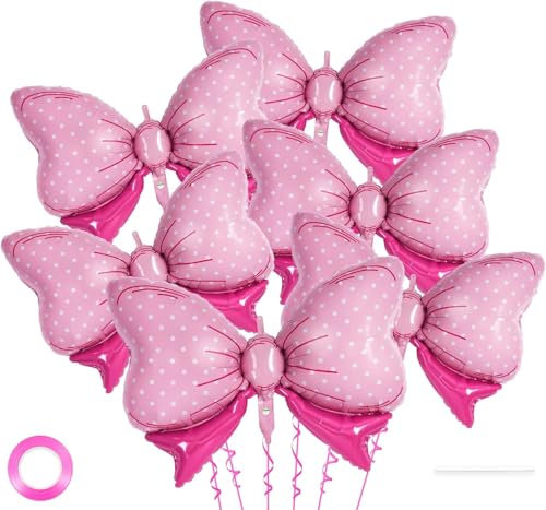 8 rosa Schleife Ballons, 35 Zoll Bogen Folienballons, rosa Schleife Dekorationen für Geburtstag Party Hochzeit Giveaway Dekoration